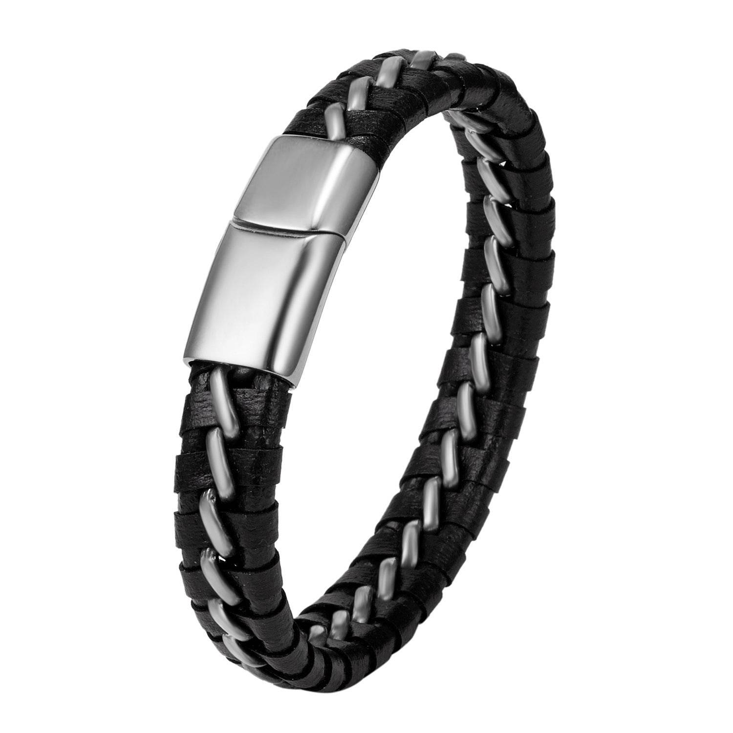 Woven leather bracelets for men - Mubimart