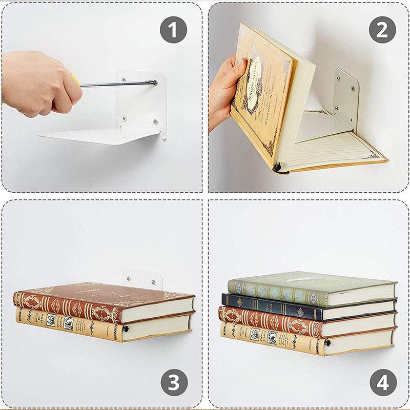 Iron Floating Shelf Invisible Wall-mounted Bookshelf - Mubimart