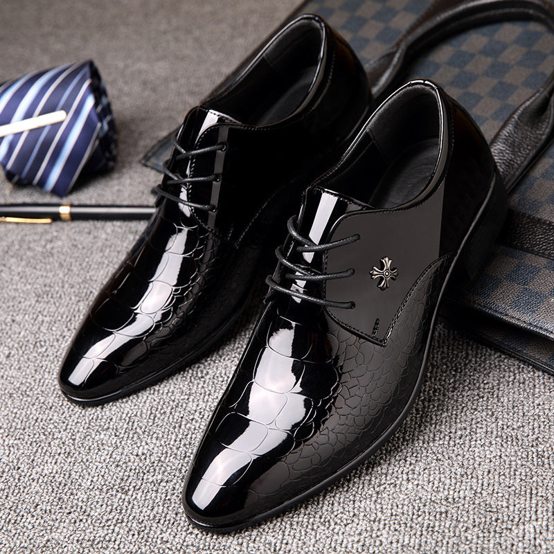 Shiny Lace-Up Single Shoes Fashion Dress Shoes