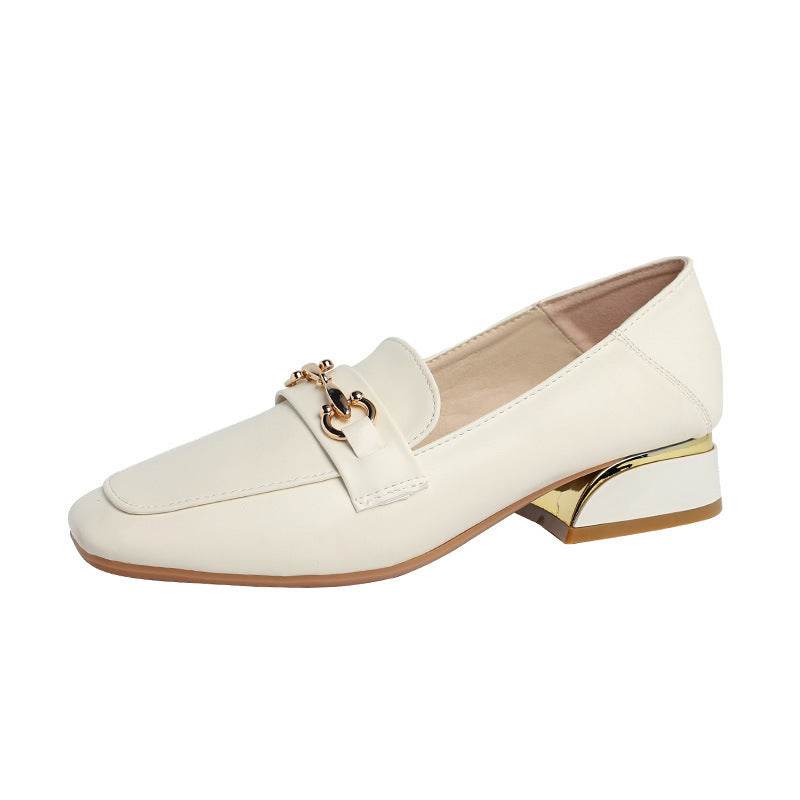 Spring And Autumn Mid-heel Women's Shoes One-foot Loafers Women - Mubimart