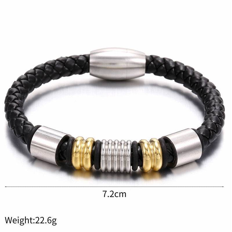 Selling Stainless Steel Men's Leather Bracelets Simple And Versatile Punk Bracelets Men's Jewelry And Bracelets - Mubimart
