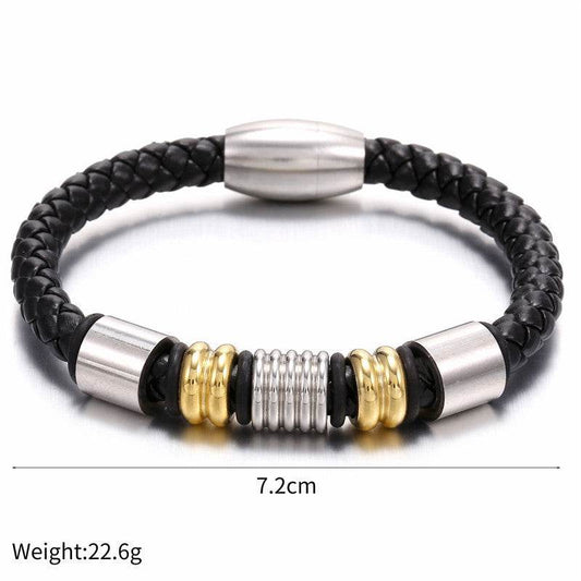 Selling Stainless Steel Men's Leather Bracelets Simple And Versatile Punk Bracelets Men's Jewelry And Bracelets - Mubimart