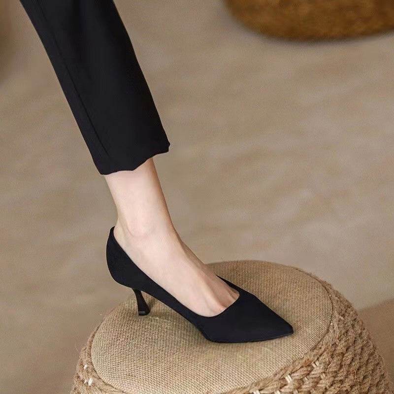 New Women's Shoes Workplace Work Shoes Black High Heels - Mubimart