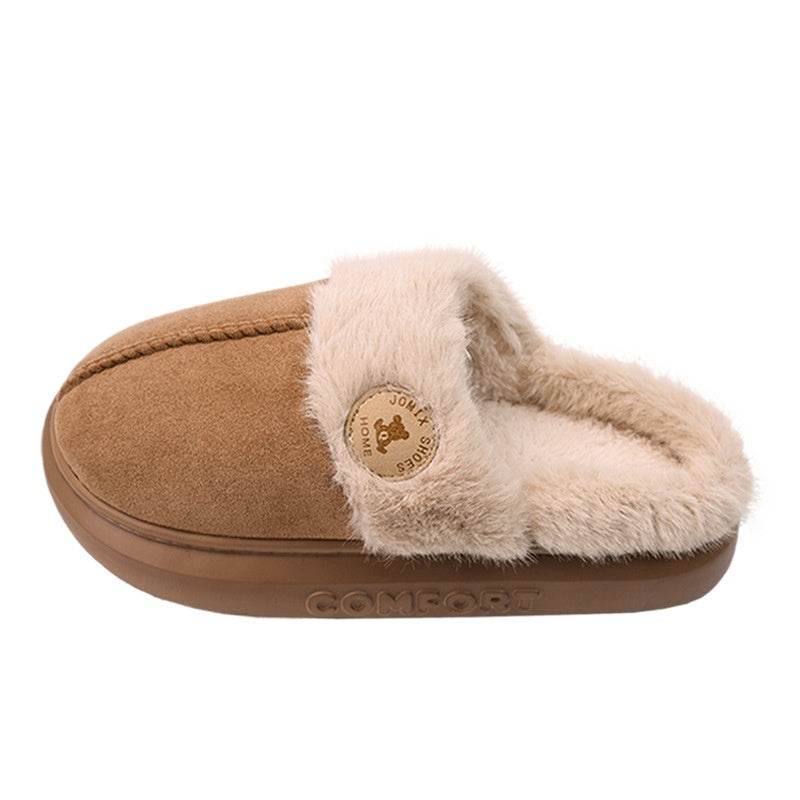 New Plush Slippers For Women Men Winter Warm Home Slipper Indoor Thick-soled Fleece Shoes - Mubimart
