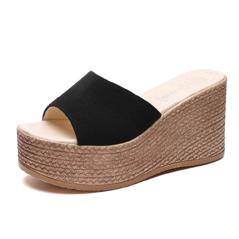 Wedge-heel Platform Platform High-heeled Flip-flop Platform Sandals - Mubimart