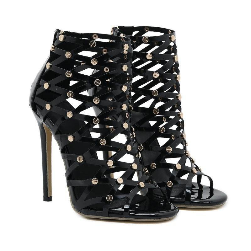 Women's Fashion Hollowed-out Sandal Boots High Heels - Mubimart