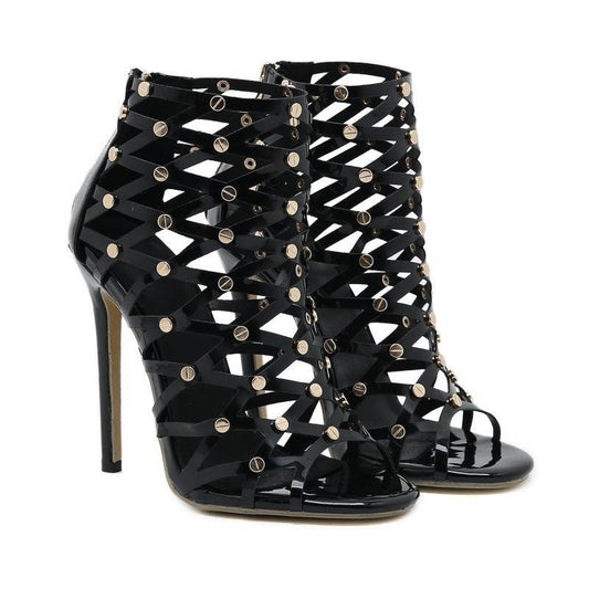 Women's Fashion Hollowed-out Sandal Boots High Heels - Mubimart