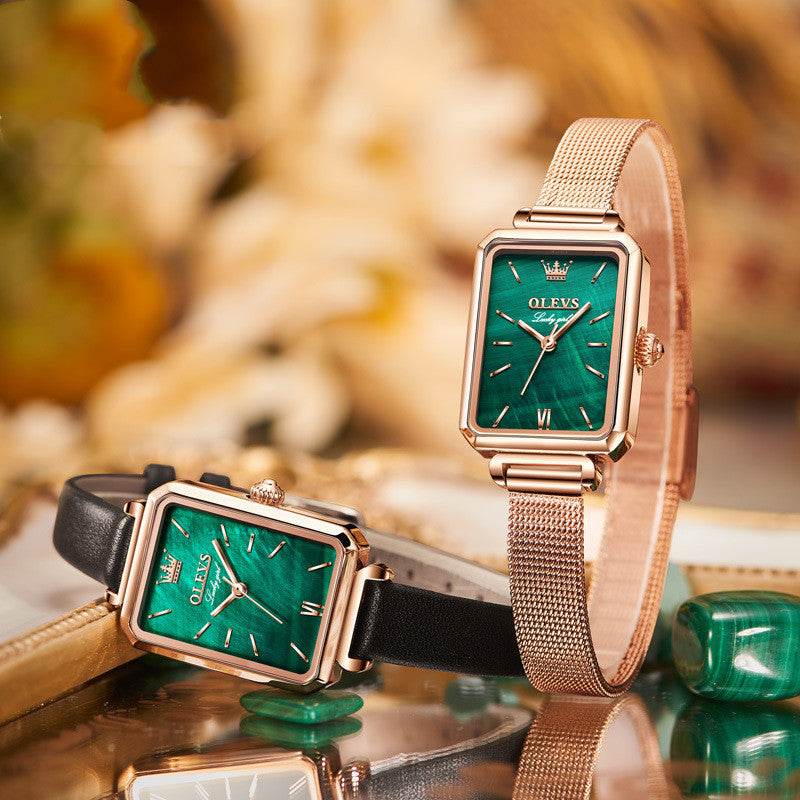 Oris Brand Watch Small Green Watch Waterproof Belt Ladies Watch Women - Mubimart
