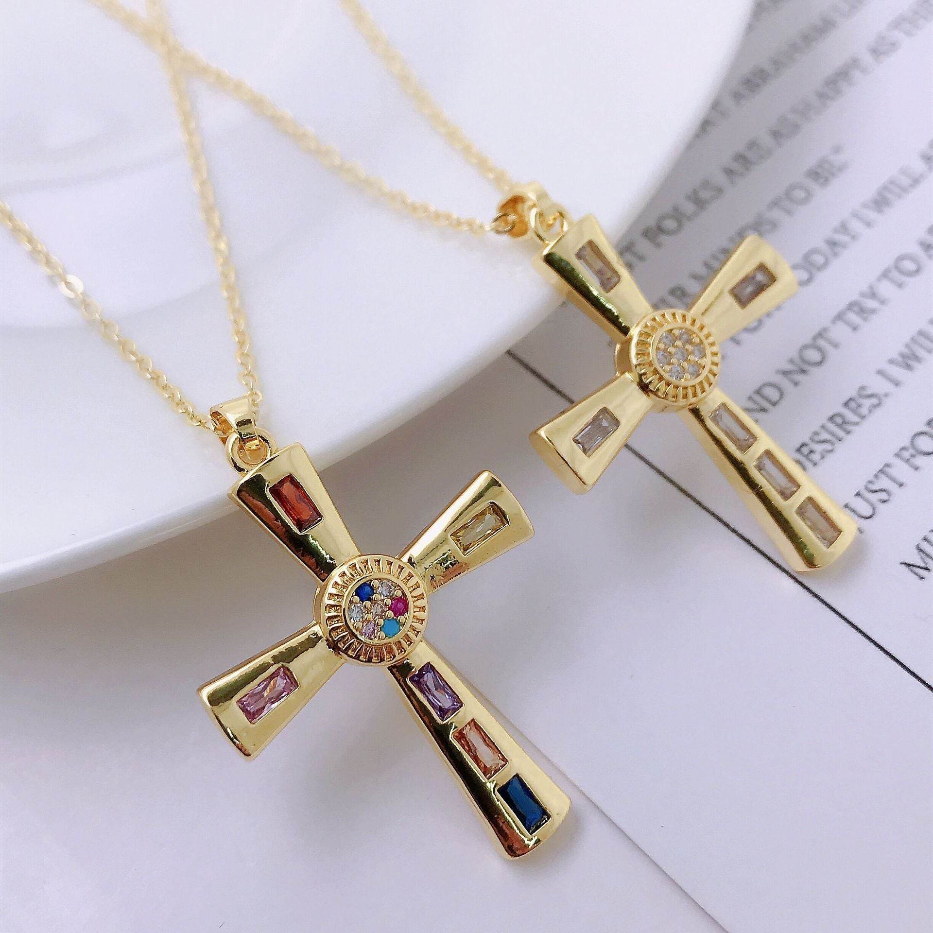 Niche Personality Hip Hop Mens Cross Necklace Pendant - Mubimart