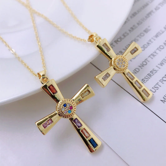 Collier avec pendentif croix pour homme, style hip-hop, personnalité de niche