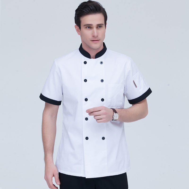 Pure White Double Breasted Chef's Work Clothes Long Sleeved Clothes - Mubimart -  