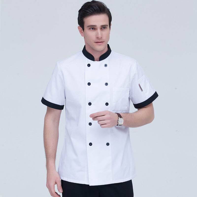 Pure White Double Breasted Chef's Work Clothes Long Sleeved Clothes - Mubimart