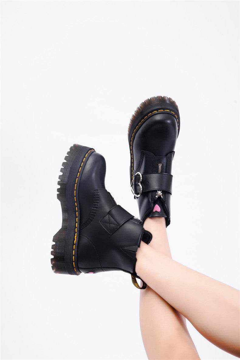 Peach heart fashion boots women zipper ankle boots - Mubimart