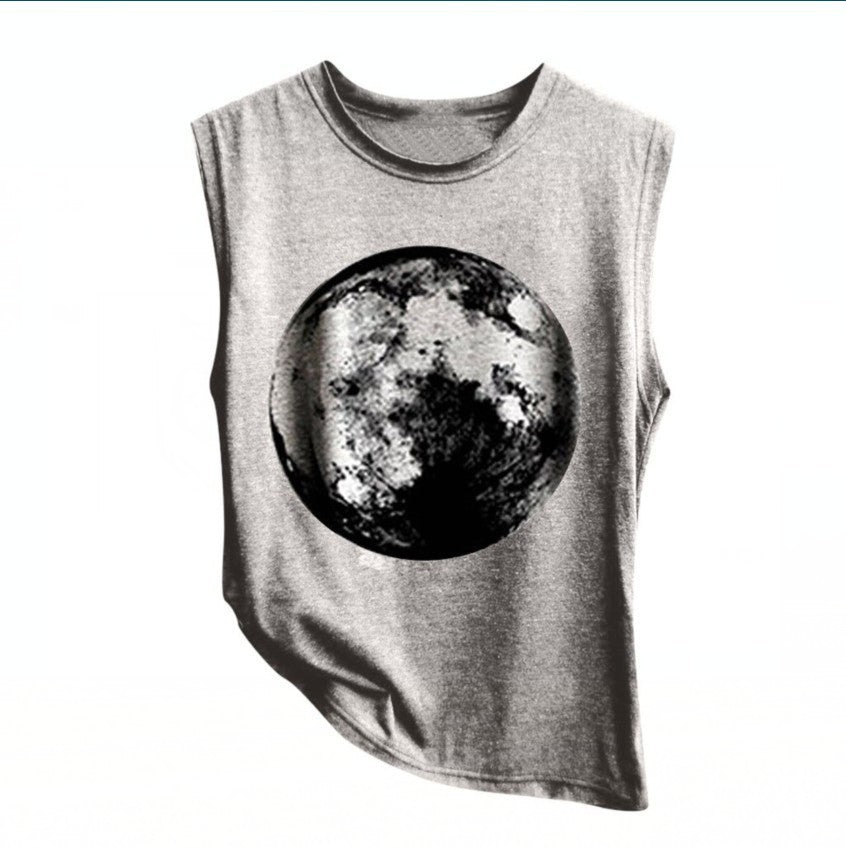 Women girl moon erath tank top - Mubimart -  