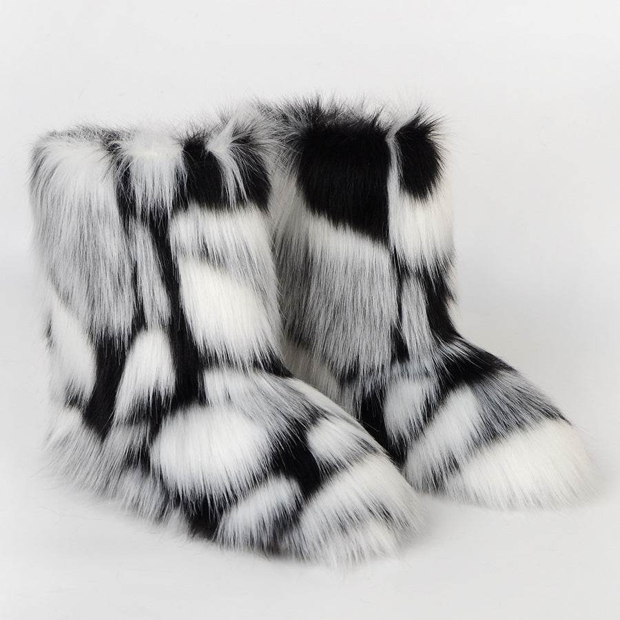 Women's Fashion Non-slip Mid-calf Length Thermal Snow Boots - Mubimart