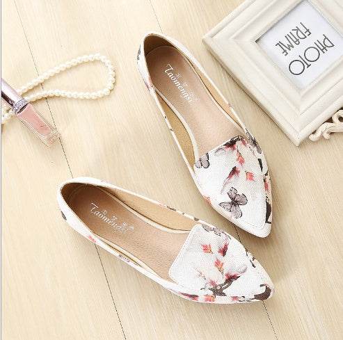 Espadrilles shoes woman slip on shoes pointed toe moccasins ladies loafers embroidery flats shoes flower printed shoes size 34- 43 - Mubimart