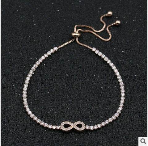 17KM Cubic Zirconia Infinity Bracelets For Women Rose Gold Silver Color Charm Bracelet & Bangle Fashion Geometric Jewelry Gifts - Mubimart
