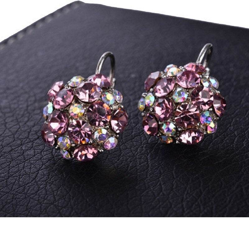 Gold Color Romantic Crystal Flower Hoop Earrings Fashion Wedding Earrings For Women Jewelry - Mubimart