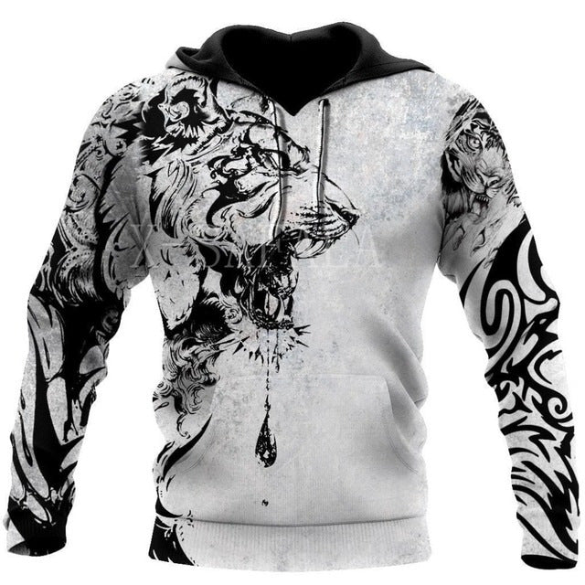 Hoodies For Men Cool Animal Print Street Trend