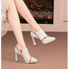 Pointed Waterproof Platform Chunky Heel High Heels