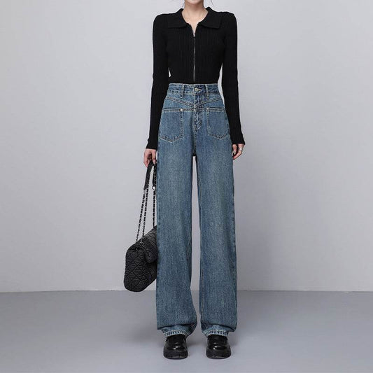 Fashionable Narrow Wide-leg Jeans For Women - Mubimart