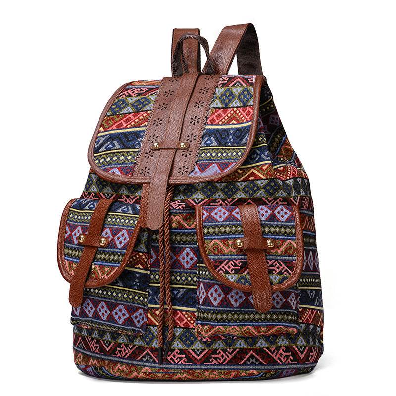 Ethnic style backpack women bag - Mubimart
