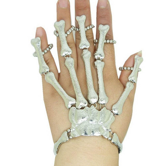 Stylish Skeleton Skull Hand Talon Finger Bone Slave Bracelet Alloy Wristbands Pulseiras Bangle Wrist Chain for Women - Mubimart
