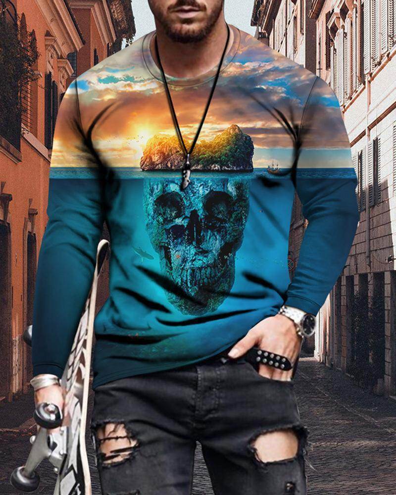 Mens Letter Crew Neck Slim Fit Casual Print T Shirt - Mubimart