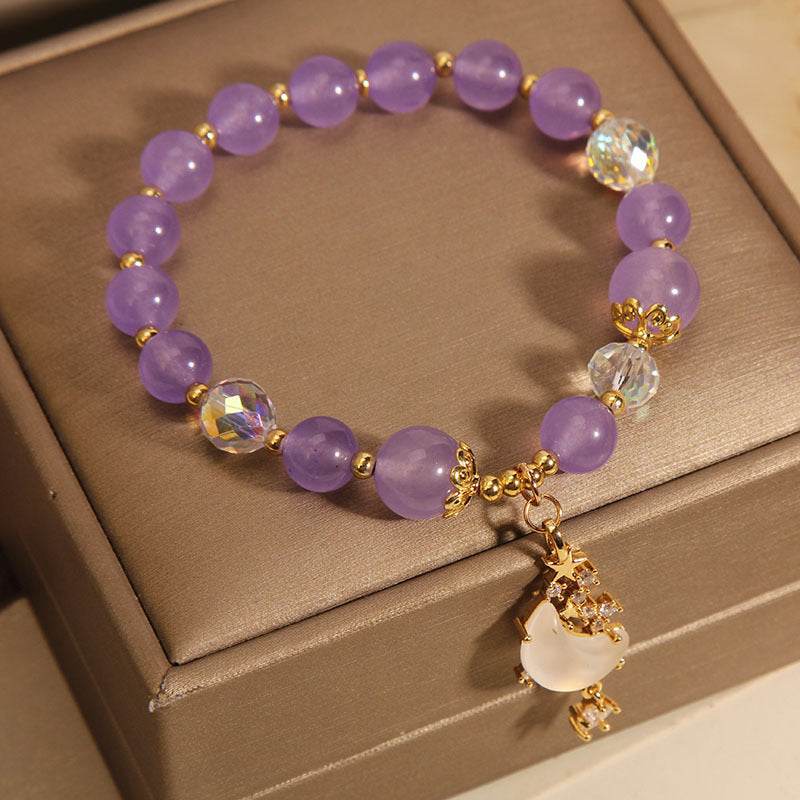 Chinese Style Amethyst Beaded Bracelet For Women - Mubimart