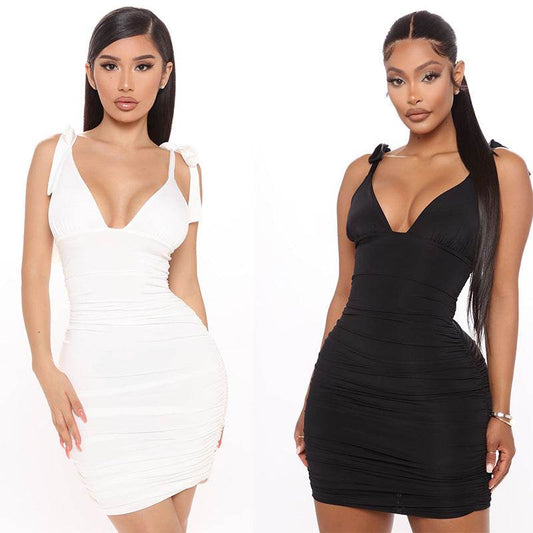 Women's Black Skinny Fashion Prom Party Dress - Mubimart