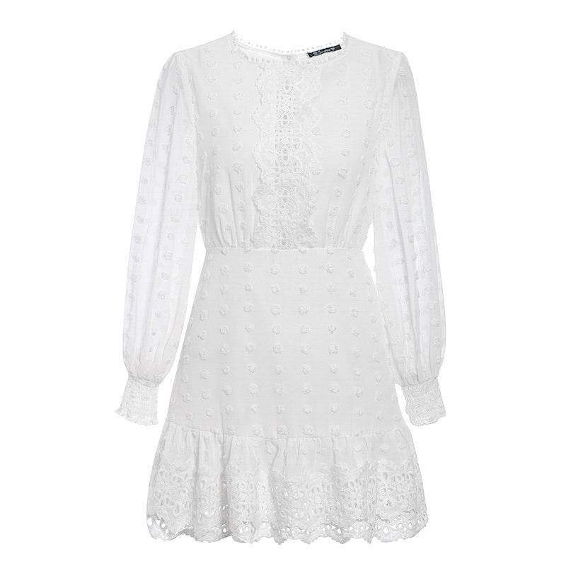 Women's Hollowed Chiffon Dress Formal Dress Lady Dress - Mubimart