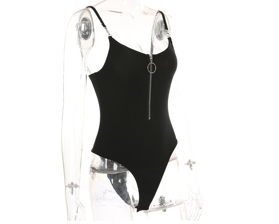 ZIPPER HOOKS BODYSUIT - Mubimart -  