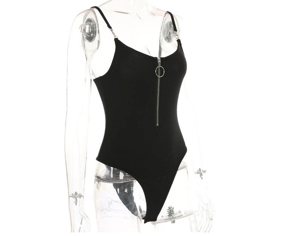 ZIPPER HOOKS BODYSUIT - Mubimart