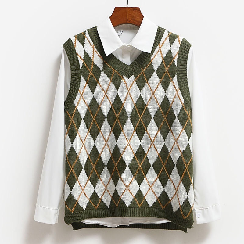 College Style Knitted Sweater Vest Women's Vest