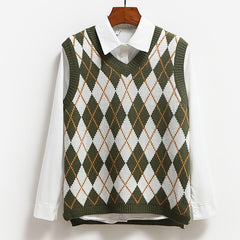 College Style Knitted Sweater Vest Women's Vest