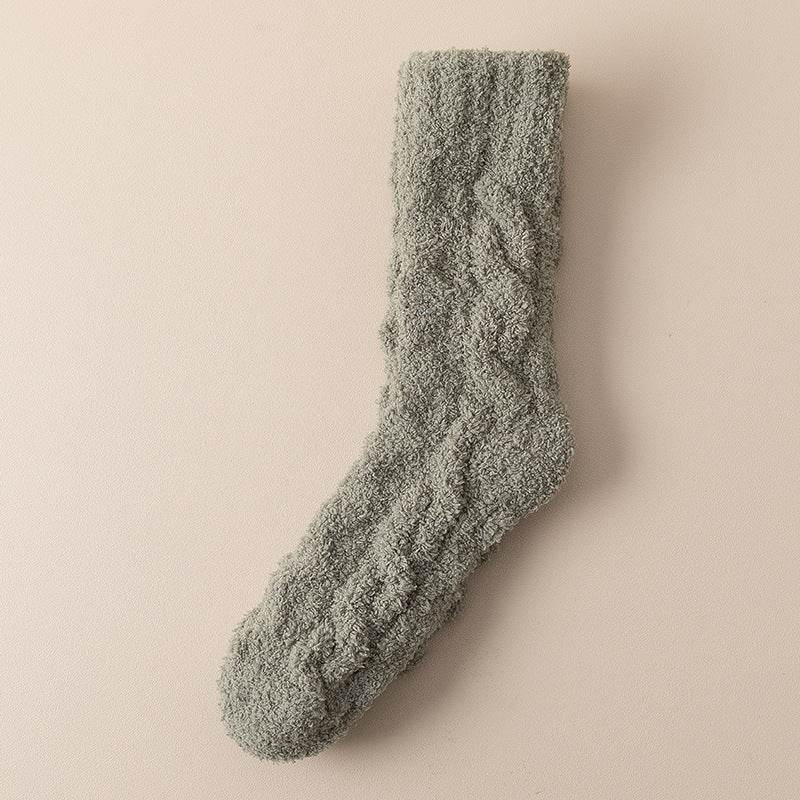 Winter Warm Fuzzy Coral Fleece Socks Women Men Velvet Thickened Home Sleepping Floor Socks - Mubimart