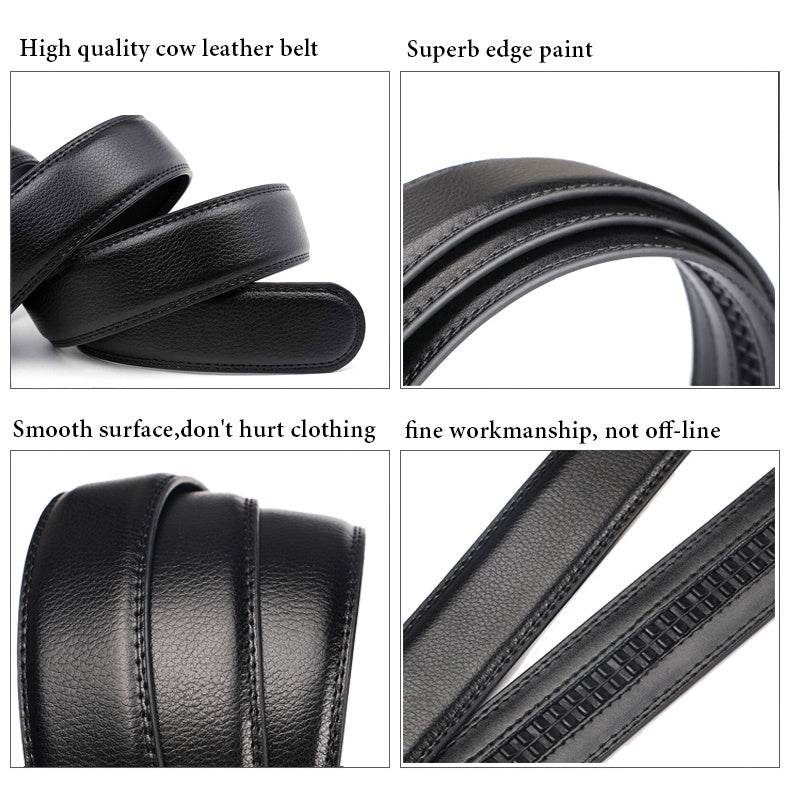 Automatic belt buckle real belt - Mubimart