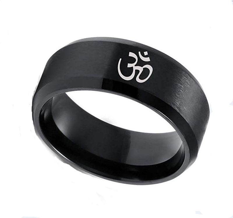 Sanskrit Ohm Stainless Steel Ring Men - Mubimart