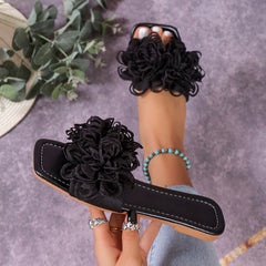 Fashion Flower Flat Slippers For Women - Mubimart -  