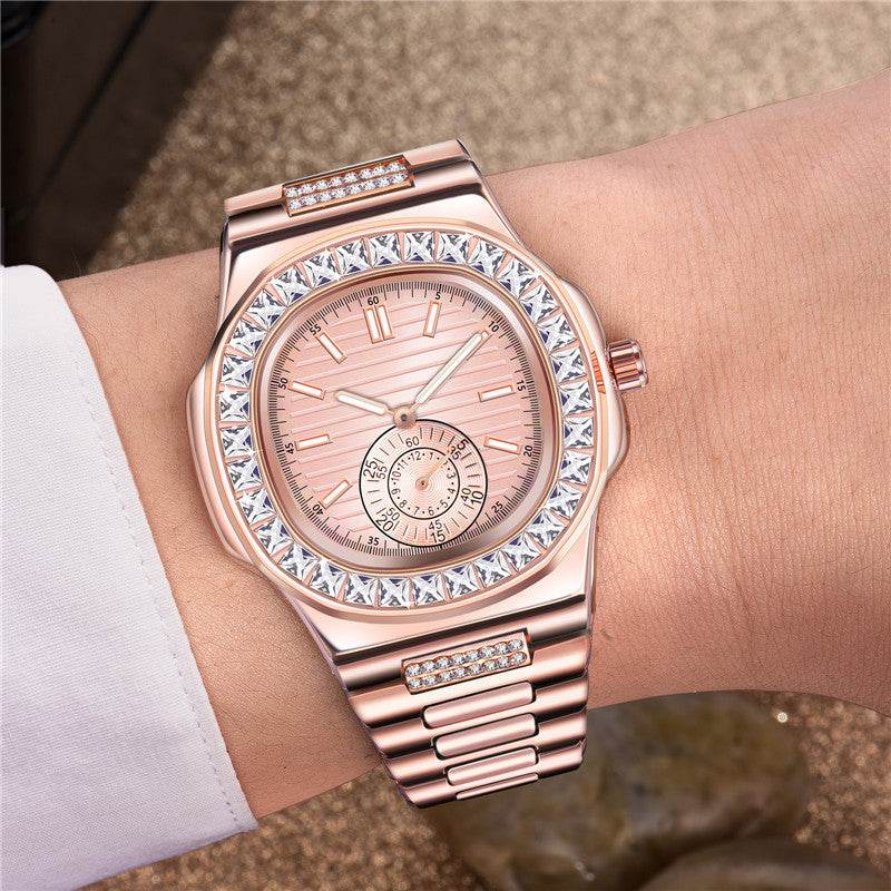 Mens Fashion Alloy Band Diamond Gifts Watches - Mubimart