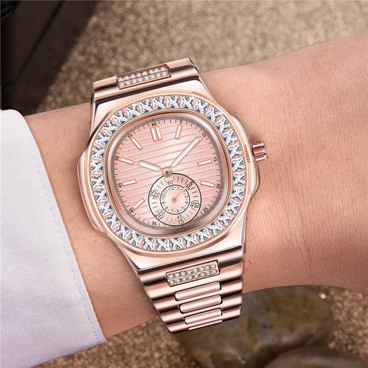 Mens Fashion Alloy Band Diamond Gifts Watches - Mubimart