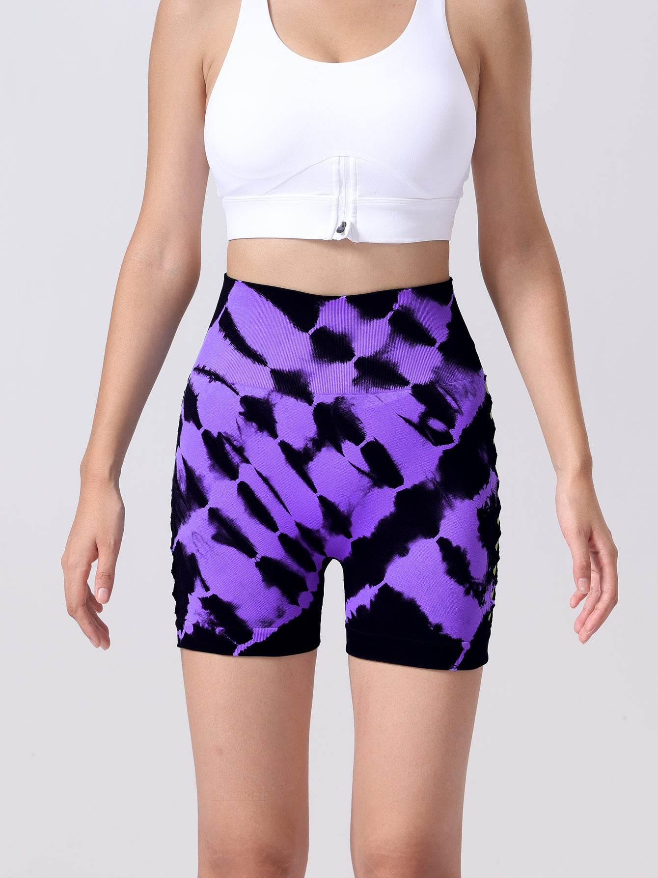 Women's Tie-dye Side Bow Hollow High Waist Hip Lifting Sports Fitness Yoga Shorts, Shorts For Women High Waist Tie Dye Workout Yoga Gym Scrunch Butt Lifting Cycling Biker Shorts - Mubimart