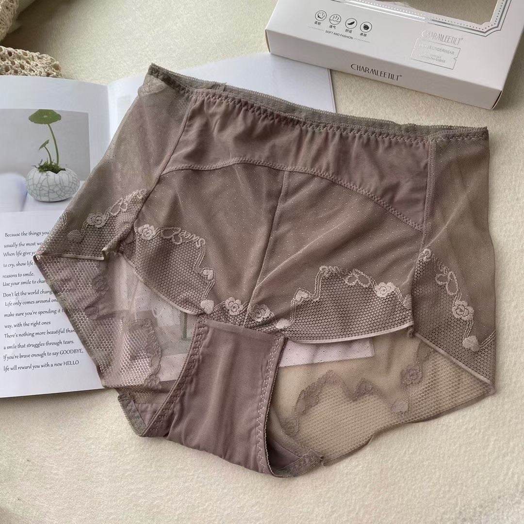 Three Pcs Boxed Women's High Waist Lace Panties - Mubimart