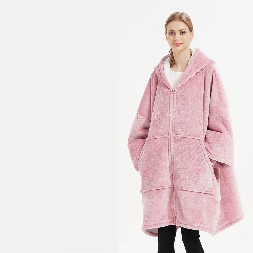 Plus Size Robe Winter Wearable Blanket Sweatshirt Women Men Warm And Cozy Giant Blanket Hoodie Home Clothes - Mubimart