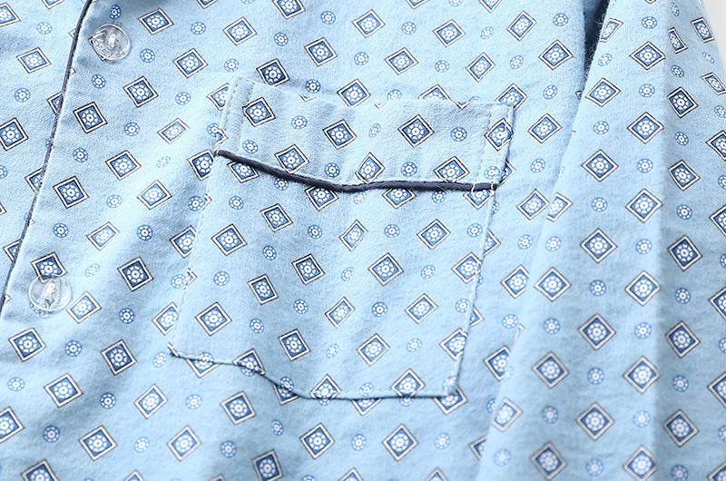 Brushed Cloth Long-sleeved Lapel Pajama Set - Mubimart