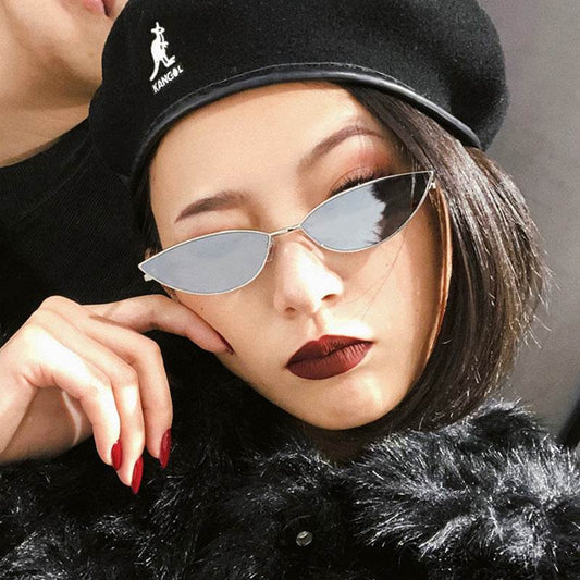New Cute Sexy Sunglases Retro Cat Eye Sunglasses Women Metal Triangle Vintage Cateye Sun Glasses Female - Mubimart