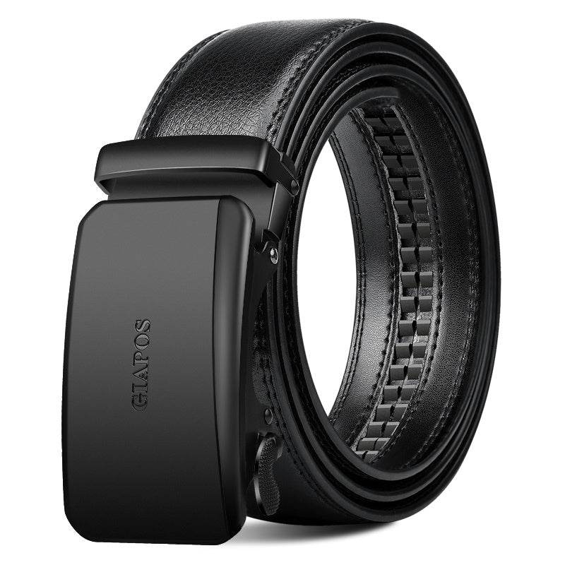 Automatic belt buckle real belt - Mubimart