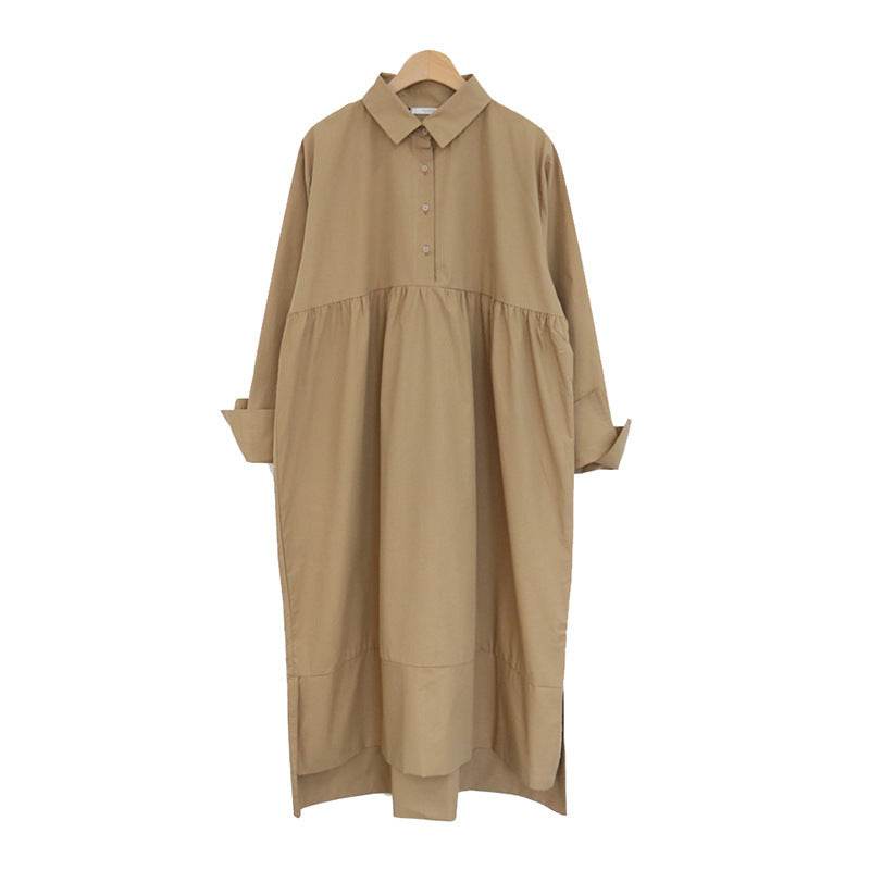 Women's Loose Casual Plus Size Long Sleeve Shirt Dress - Mubimart