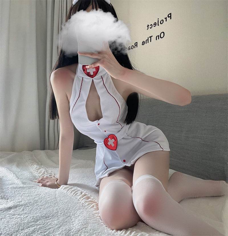 Women's Fashion Simple Nurse One-piece Hosiery Set - Mubimart