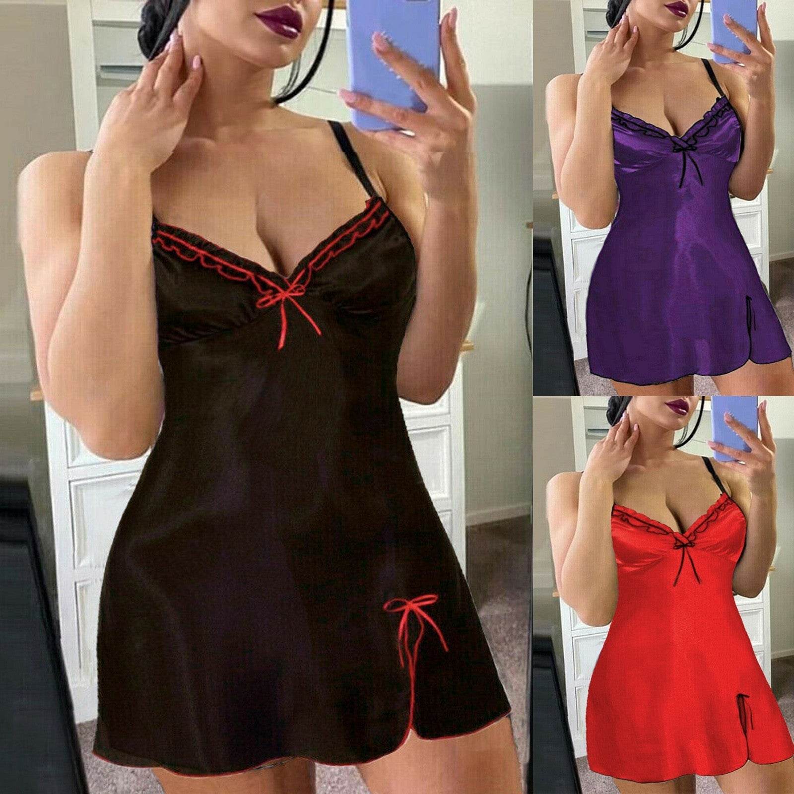 Sling Nightdress Women's Lace Home Pajamas Nightwear - Mubimart